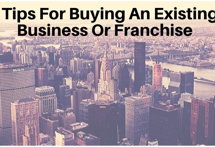 five tips for buying and existing business or franchise put over a city skyline